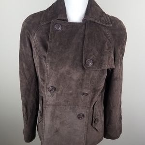 Terry Lewis Brown XS Leather Jacket Peacoat Suede